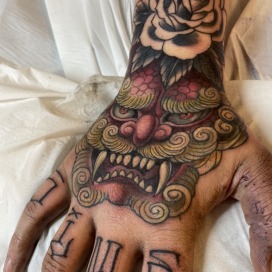 Fu dog hand tattoo - Mathi