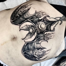 Fledermaus chest tattoo - Mathi