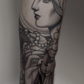 Jesus und rosen sleeve bild 2 innenarm mit engel - Mathi